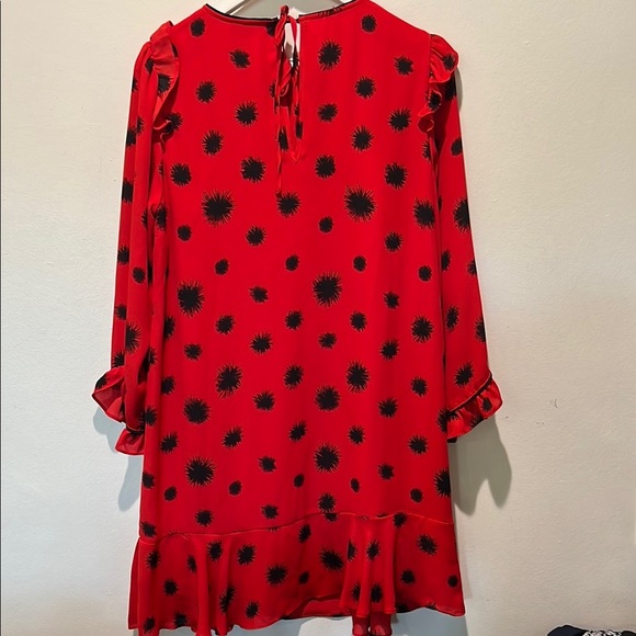 Who What Where Long Sleeve Red Dress Black Polka dots Size Small - Picture 5 of 5